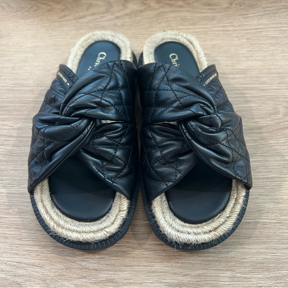❗️SOLD❗️Christian Dior - Calfskin Cannage Dtwist Platform Sandals 37.5 Black